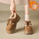 ZHR勃肯鞋女2025新款冬季加絨保暖女鞋軟厚底雪地靴棉鞋JF361B栗色38
