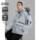 GXG男裝 商場(chǎng)同款毛領(lǐng)工裝羽絨服通勤外套 水冰藍 165/S