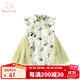 班喜迪女童夏裝連衣裙2025新款寶寶國(guó)風(fēng)旗袍裙小女孩漢服兒童網(wǎng)紗公主裙 綠色 120 cm