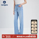 Navigare意大利小帆船女水洗復(fù)古牛仔褲簡(jiǎn)約直筒長(zhǎng)褲2312575501 藍(lán) L 