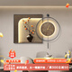 福進(jìn)門(mén)奶油風(fēng)餐廳裝飾畫(huà)柿柿如意客廳鐘表掛畫(huà)飯廳餐桌背景墻壁畫(huà)高級感 A（黑色邊框） 50*50+50掛鐘 常規款（優(yōu)質(zhì)油畫(huà)布+鋁合金）