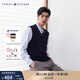 TOMMY HILFIGER秋冬男女純棉商務(wù)休閑通勤學(xué)院風(fēng)鑲邊V領(lǐng)內(nèi)搭針織背心J3976 藏青色FAP L （推薦：150-165斤）