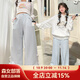 森女部落原創(chuàng  )藍色格子休閑褲今年流行的新款褲子直筒褲2025年女裝 藍色小個(gè)子版推薦身高158cm以下（單件） S