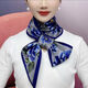 暢印復古長(cháng)條花卉?chē)砻薅浣盹L(fēng)絲巾螺紋新款民族彩色印花秋冬古韻巾 藍色睡蓮 135*12cm