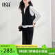 歐莎（OSA）春季連帽馬夾衛衣半身裙三件套女2025年新款休閑運動(dòng)套裝 黑色 XL