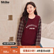 MsShe【磨毛格子拼接衛衣】大碼女裝2025新款秋裝胖mm印花上衣女 安可拉紅色現貨 2XL