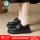啄木鳥(niǎo)厚底小皮鞋女2025夏季新款百搭鞋子配日系JK制服配裙子增高樂(lè )福鞋 黑色 37 (235mm)