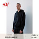 H&M男裝女裝衛(wèi)衣秋季加絨美式寬松情侶裝潮流連帽拉鏈外套1011890 黑色 175/100