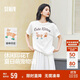 森馬（Semir）短袖t恤女中長(cháng)款萌寵花上衣25夏透氣吸濕寬松套頭衫109325100005