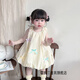 雷姆汀女童背心裙子夏季新款蝴蝶結公主兒童連衣裙洋氣寶寶無(wú)袖花苞裙子 米黃色 90 適合身高80