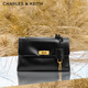 CHARLES&KEITH中號kerry郵差包單肩包斜挎包包女包生日禮物CK2-80782515 Black黑色 中包