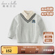 戴維貝拉（DAVE＆BELLA）冬裝純棉寶寶衣服學(xué)院風(fēng)男童上衣假兩件小童衣服兒童毛衣套頭衫 極地灰【現(xiàn)貨】 140 cm（建議身高130-140cm）