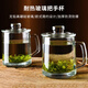 喜碧（Scybe）茶杯耐熱玻璃杯辦公杯玻璃茶杯帶蓋把手杯玻璃水杯格隆380ml 2只