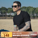 AKSERIESAK男裝夏季新款輕復古簡(jiǎn)約百搭繡花光板休閑短袖T恤男2300001 黑色 M