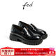 FED粗跟樂(lè )福鞋春季新款女鞋酒紅色制服鞋真皮單鞋女D0122-ZCA253 黑色 35