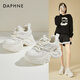 達芙妮松糕厚底內增高網(wǎng)面老爹鞋女小個(gè)子舒適百搭運動(dòng)休閑鞋女 白金 39