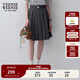 Teenie Weenie小熊女裝春夏休閑時(shí)尚高腰百褶半身裙可拆卸腰帶短裙 深灰色 S (160)