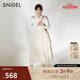 SNIDEL2025春夏新品百搭高腰提花雪紡蛋糕裙百褶半身裙SWFS251197 淺米色 M （1）