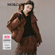 MO&Co.羽絨服2025秋新品90鴨絨巴恩風(fēng)仿麂皮絨面短款立領(lǐng)MBE3EINT05 深咖啡色 L /170