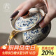 尚言坊汝窯手抓壺蓋碗單個(gè)大號茶杯不燙手高檔陶瓷功夫茶具泡茶碗一人用