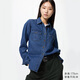 優(yōu)衣庫女裝牛仔工裝襯衫/長(cháng)袖水洗產(chǎn)品外套通勤休閑480004 67 海藍色 M