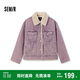 森馬（Semir）牛仔外套女拼接仿兔毛翻領(lǐng)寬松港風(fēng)冬季落肩夾棉夾克103724108001