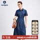 Navigare意大利小帆船女薄款X版連衣裙牛仔短袖襯衫裙2322875507 藍(lán) L 