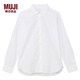 無印良品 MUJI 女式 棉平紋圓領(lǐng)襯衫 長袖休閑百搭襯衫 26AC705 白色 M