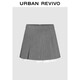 UR2025冬季新款女裝休閑格雷系褶皺拼接超短半裙UYL550121