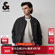 杰克·瓊斯（JACK&JONES）衣服男裝春秋寬松棒球服男士復古夾克外套男高級感痞帥立領(lǐng)上衣 深灰牛仔A16 S