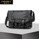駱騏亞（cmlziua）斜挎包男牛津布休閑單肩包日系工裝郵差大容量背包新款男士文件包 黑色 31*12*26cm