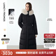 朗姿【王楚然同款】霍爾多巴吉鵝絨狐貍毛領(lǐng)女冬季新款羽絨服 黑色 M