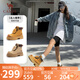 駱駝（CAMEL）【山丘3.0】翻蓋工裝靴輕量增高經(jīng)典馬丁靴 L25W076017 土黃 38