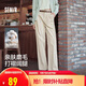 森馬（Semir）休閑褲女純棉打褶闊腿褲腰帶秋復古磨毛長(cháng)褲顯腿長(cháng)101524127005A