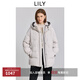 LILY2025冬新款女裝簡(jiǎn)約撞色連帽90鴨絨收腰羽絨服外套短款小個(gè)子 503灰白 M
