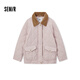 森馬（Semir）棉服女冬季中長(cháng)款輕薄寬松拼接燈芯絨翻領(lǐng)插肩袖棉衣101724112007