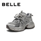 百麗（Belle）周雨彤同款藍鯨高幫老爹鞋女26春紅色商場(chǎng)厚底休閑鞋E8X1DAM6預售 灰色高幫-絨里 37