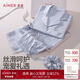 愛(ài)慕【禮盒裝】愛(ài)慕25春夏睡衣女舒適開(kāi)衫短袖九分褲發(fā)圈家居服套裝