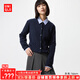 優(yōu)衣庫女裝紐花圓領(lǐng)針織開(kāi)衫/毛衣外套空調衫通勤秋冬新款481477 69 藏青色 L