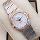 【二手99新】歐米茄女表 星座系列曼哈頓系列女士石英 自動(dòng)機械手腕表 貝母盤(pán)鉆刻18K玫瑰金黃金材質(zhì) 表徑24mm123.25.24.60.55.002
