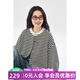 飛鳥(niǎo)和新酒2025秋條紋短款外套女女裝新款寬松薄款無(wú)帽圓領(lǐng)短衛衣 條紋黑色HNB01 【預售9月23日發(fā)貨】 M