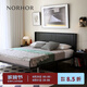 NORHOR北歐表情素住/包豪斯中古FANCY全真皮高背薄靠背齊邊懸浮平臺(tái)床G 黑色款 現(xiàn)貨 1800mm*2000mm