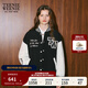 Teenie Weenie小熊春季學(xué)院風(fēng)休閑紅色棒球服保暖棉服棉襖外套女裝 黑色 L (170)