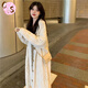 CS.LION2025韓版麻花中長(cháng)款毛衣外套女春秋新款百搭寬松外穿洋氣針織開(kāi)衫 米白色 L 105-115斤