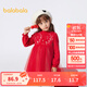 巴拉巴拉（BALABALA）兒童連衣裙女童裙子新年網紗公主裙拜年服 中國紅60611 130 cm