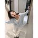 艾珠兒（Aizhuer）休閑褲女裝套裝2025秋冬季穿搭一整套假兩件針織衫闊腿褲子兩件套 兩件套 M