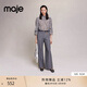 Maje 女裝時(shí)尚半高領(lǐng)格雷系印花泡泡袖法式上衣MFPTO00916 黑白色 T3