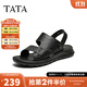 他她（TATA）真皮復古涼鞋男款軟底沙灘鞋休閑涼鞋秋季新款73X01BL5 黑色 39