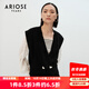 艾諾絲雅詩(shī)【商場(chǎng)同款】春秋季新品綿羊毛開(kāi)衫荷葉邊拼接針織衫20828052 黑白色 M
