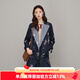 漁漁牌風(fēng)衣女款2023新款秋雙排扣繡花寬松長款過膝風(fēng)衣外套FGFC3002 深藍(lán) XL